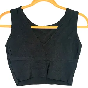 BCBGMaxazria Black Sculpted Crop Tank Top‎ XS Bodycon Minimalist thumbnail 1