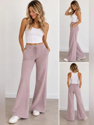 Athleta Forever Mid Rise Flare Sweatpants Light Mauve Size Medium 28” Inseam thumbnail 2