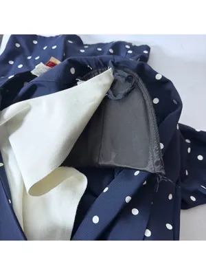 Vintage 80s Katie MFG Navy Blue White Polka Dot Midi Dress Size 16 Rockabilly thumbnail 12