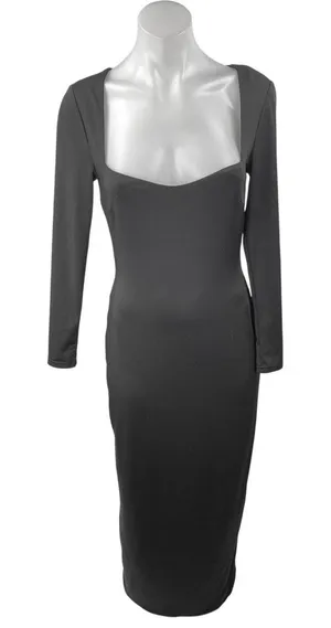 Princess Polly Black Sweetheart Neck Long Sleeve Backless Midi Bodycon Dress 6 thumbnail 1