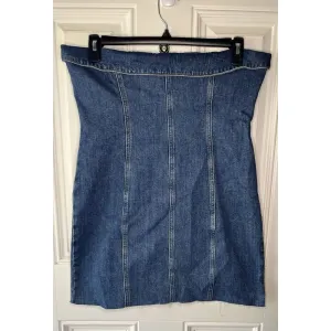Reformation NWT Madilyn denim blue jean strapless mini dress Zip Up Size 12 thumbnail 2