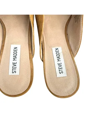 Steve Madden Finn Cognac Suede Chain Detail Pointed Mules Size 8.5 Quiet Luxury thumbnail 7