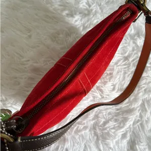 y2k COACH Vintage 4828 Red Suede Hobo Mini Purse Shoulder bag thumbnail 6