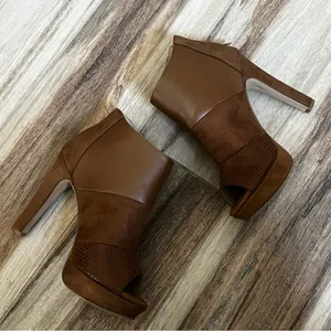 Antano brown leather open toed booties Size 7.5 thumbnail 8