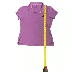 Tommy Hilfiger Women M Slim Fit Stretch Pride Flag Polo Short Sleeve Purple Y2K‎ thumbnail 3