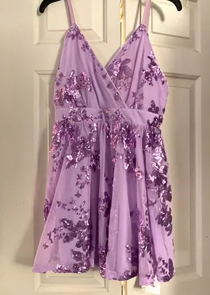 Lilac Glitter-Flowery Dress thumbnail 1