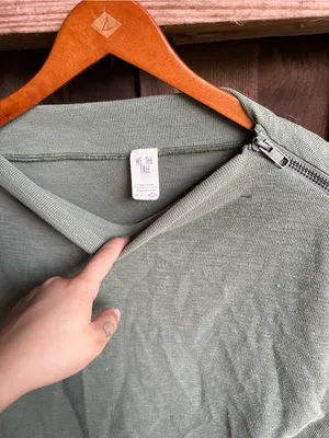 Free People We the Free Olive Green Shoulder Zip dolman top thumbnail 3