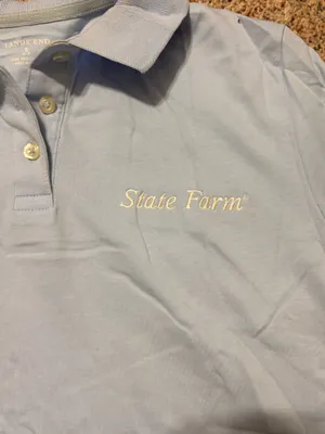 State Farm work shirt ladies women Small 6-8 polo collared Catastrophe Services Lands End brand. Cotton. Used. Small stain on the back shown in photos. thumbnail 2