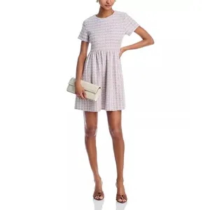 Aqua Rainbow Tweed Mini Dress Womens Small Pink‎ Multi Preppy Classic Feminine thumbnail 3