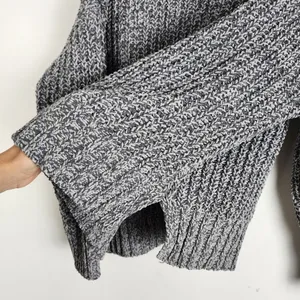 American Eagle Grey Chunky Cable Knit Cropped Sweater - Size S (Oversized Fit) thumbnail 12