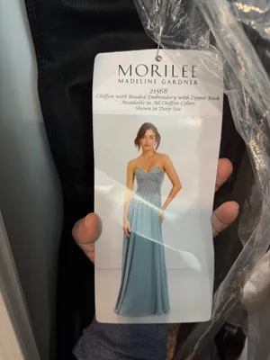 Morilee Madeline Gardner Chiffon dress with Beaded Embroidery and zipper back thumbnail 3