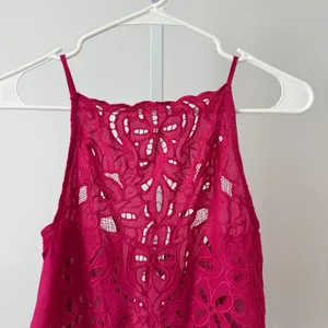 Free People S Pink Embroidered Lace‎ Halter Top Bali Boho Cami Cottage Peasant thumbnail 2