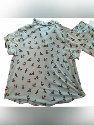 Kate Spade Large Scottie Dog Pajama Set Blue Short Sleeve Lounge Sleepwear NWT thumbnail 4