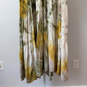 Young Fabulous & Broke Rayon Boho Beachy Relaxed Tie Dye Maxi Dress XS Green thumbnail 5