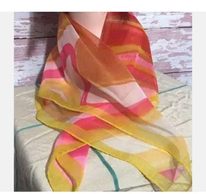 Super Groovy Vintage Chiffon Nylon Square Scarf 60’s 70’s Psychedelic Colors thumbnail 1