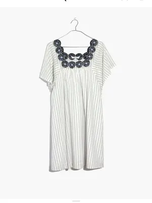 Madewell Embroidered Butterfly Dress Navy and White Stripe Cotton Mini Sz XXS thumbnail 3