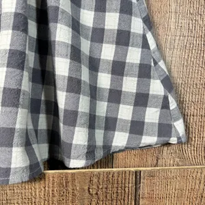 Her Entire Name Says Grace Gray White Gingham Smocked Milkmaid Mini Dress S Puff thumbnail 2