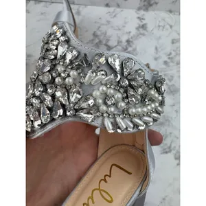 *Lulus Dannah Embellished Silver Ankle Strap Wedding Bride Prom Party thumbnail 12