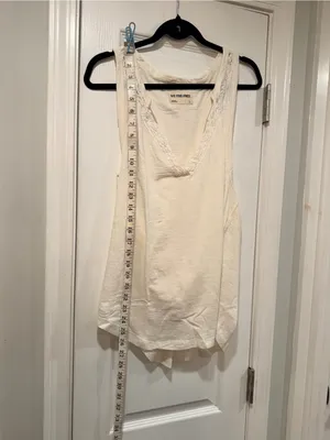 NWOT Free People We The Free Size L Cream Crochet Trim Racerback Layer Tank Top thumbnail 9