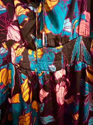 Ryegrass NWT super boho satin effect floral multicolor flowy maxi dress XL thumbnail 8