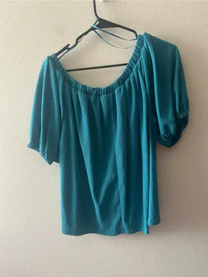 By Anthropologie Elodie peasant top teal size medium thumbnail 6
