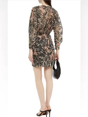 IRO Fenian Abstract Animal Print Ruched Mini Dress Snakeskin Zebra Size‎ 36 / 4 thumbnail 2