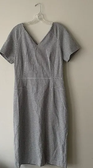 Banana Republic Black And White Gingham Plaid Dress Size 12 thumbnail 1