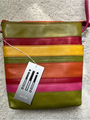 BNWT Genuine leather multicolor color block crossbody bag thumbnail 1
