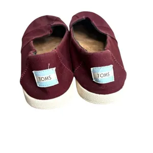 TOMS Alpargata Slip On Sneakers Shoes Size 7.5 Red Maroon Canvas Womens Casual‎ thumbnail 5