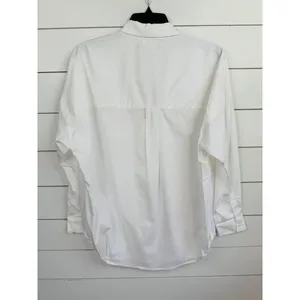 CATHERINE MALANDRINO Womens Size L Classic White Collared V Neck Long Sleeve Top thumbnail 3