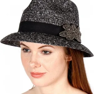 SOMETHING SPECIAL Fedora Gray Fall Boho Embellished Band Bucket Hat thumbnail 4