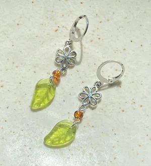quality Czech glass beads & flower fairy boho cottage whimsical dangle earrings 💐🍃 thumbnail 4