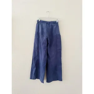 Free People Linen Wide Leg Utility Pants Blue XS thumbnail 2