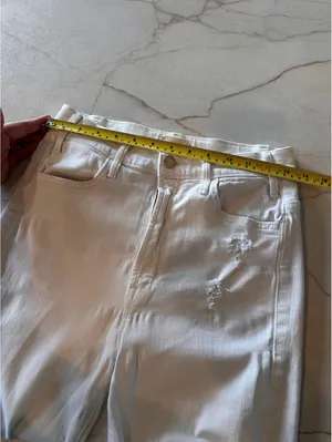 MOTHER The Hustler Ankle Fray Jeans In Tea and Biscuits White Wash Women’s sz 27 thumbnail 12