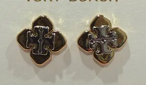 Tory Burch | Gold Plated and Silver Icon Stud Earrings | Small thumbnail 1