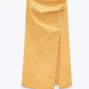 Yellow / orange Zara linen skirt thumbnail 2