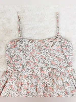 Peach Floral Spaghetti Strap Midi Dress Large Cottagecore Summer Wedding Guest thumbnail 4