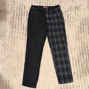Edikted Two Tone Plaid Black Jeans Women Medium Straight Leg High Rise Grunge thumbnail 2