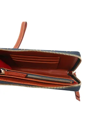 Dooney & Bourke Gretta Folded Zip Wristlet Wallet Signature Monogram Print Navy thumbnail 7