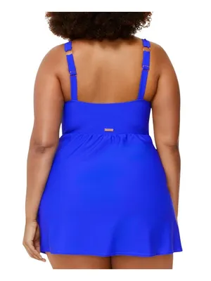 Raisins Trendy Calabria Swim Dress One Piece P840087 Blue 18W thumbnail 7