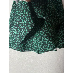 ZARA Floral Skater Mini flare Skort Black Green Womens Size M thumbnail 4