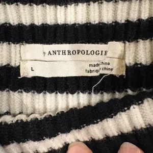 Anthropologie Sydney balloon-sleeved striped sweater sz L black white thumbnail 5