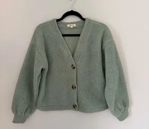 Madewell (RE)sourced Fleece Crop Cardigan Mint Green thumbnail 2