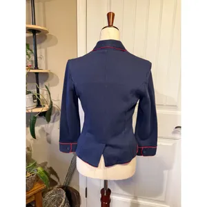 GAP Navy Blue Blazer Jacket‎ Red Piping Button Front Women's Size S thumbnail 2