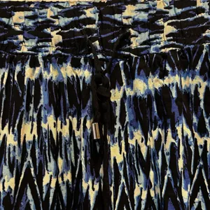 French Laundry Womens Large Blue Black Ikat Rayon Drawstring Jogger Pants NWT‎ thumbnail 3