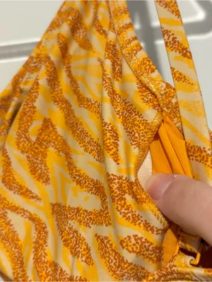 Aerie tiger cheetah print‎ cutout one piece swimsuit orange size large thumbnail 6