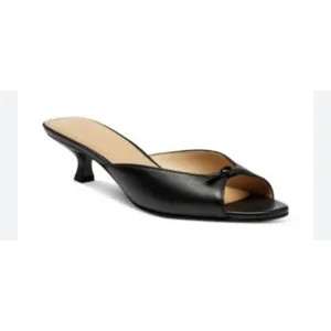 Coach Bow Kitten Heel Sandals in black leather Size 6.5 Peep Toe thumbnail 2