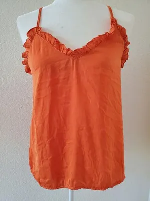 Dokotoo Orange Ruffle Cami Adjustable Strap Women Size S Tank Top Fli… thumbnail 1