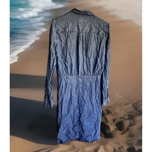 Gap Denim SHIRT Dress Size S Tall Blue Cotton Button‎ Front CHIC BOHO thumbnail 2