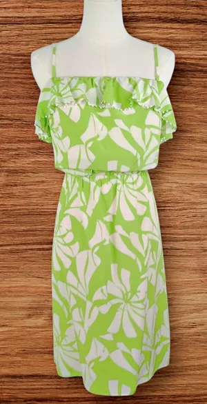 Lilly Pulitzer Darcia Silk Dress Wishing You Were Here Limeade Sz 10 NO BELT thumbnail 1